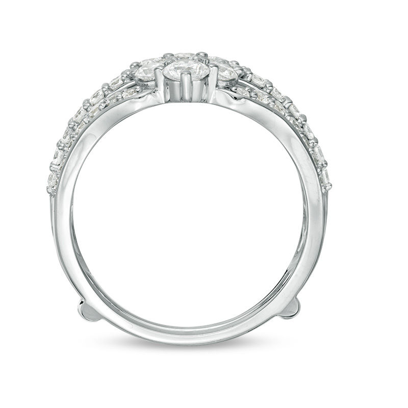 Main Image 5 of 1-1/2 CT. T.W. Diamond Multi-Row Tiara-Style Solitaire Enhancer in 14K White Gold