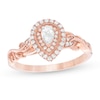 Thumbnail Image 1 of 1/3 CT. T.W. Pear-Shaped Diamond Double Frame Vintage-Style Engagement Ring in 14K Rose Gold