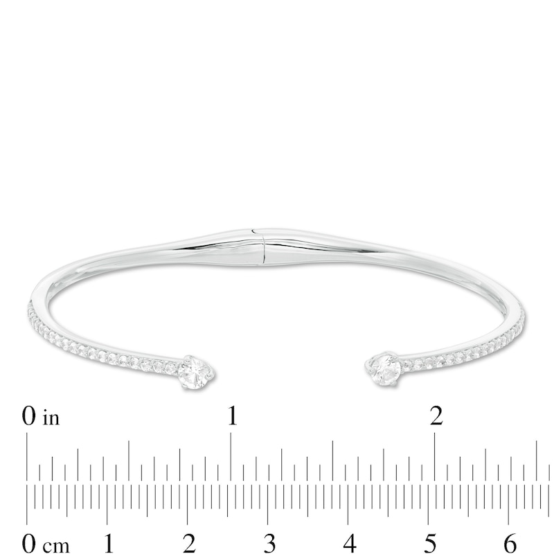 Main Image 2 of 4.0mm Lab-Created White Sapphire Cuff in Sterling Silver