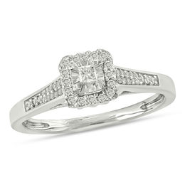 1/6 CT. T.W. Princess-Cut Diamond Frame Promise Ring in Sterling Silver