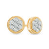 Thumbnail Image 1 of Men's 1/20 CT. T.W. Multi-Diamond Textured Frame Stud Earrings in Sterling Silver with 14K Gold Plate