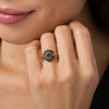 Thumbnail Image 2 of 5.0mm Onyx Shadow Frame Three Ring Bridal Set in Sterling Silver with 14K Rose Gold Plate