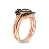 Thumbnail Image 3 of 5.0mm Onyx Shadow Frame Three Ring Bridal Set in Sterling Silver with 14K Rose Gold Plate