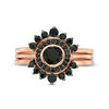 Thumbnail Image 4 of 5.0mm Onyx Shadow Frame Three Ring Bridal Set in Sterling Silver with 14K Rose Gold Plate