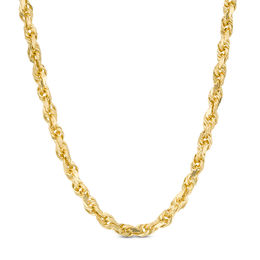 Men's 5.0mm Glitter Rope Chain Necklace in Solid 14K Gold - 24&quot;