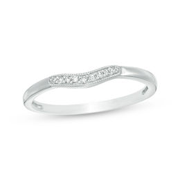 Diamond Accent Vintage-Style Contour Anniversary Band in 10K White Gold