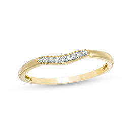 Diamond Accent Vintage-Style Contour Anniversary Band in 10K Gold