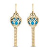 Thumbnail Image 2 of Enchanted Disney Jasmine Blue Topaz and 1/10 CT. T.W. Diamond Cage Drop Earrings in 14K Gold