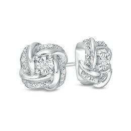 Diamond Accent Cushion-Shaped Knot Stud Earrings in Sterling Silver