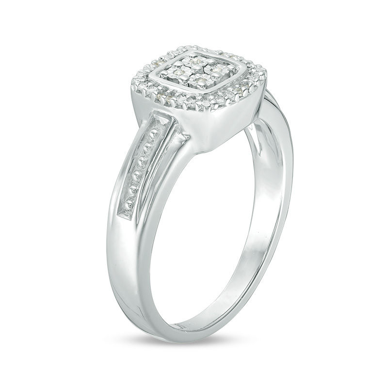 Main Image 2 of Quad Diamond Accent Cushion Frame Ring in Sterling Silver