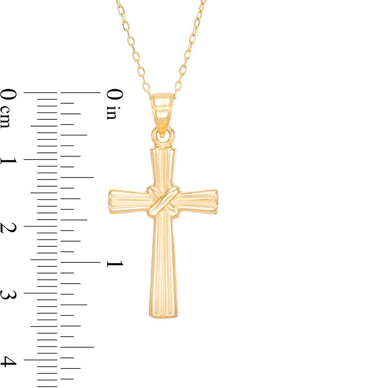 Main Image 2 of X-Centre Double Row Cross Pendant in 10K Gold