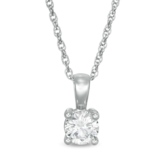 1/2 CT. Certified Diamond Solitaire Pendant in 14K White Gold (I/I1 ...