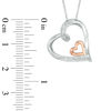 Thumbnail Image 2 of Diamond Accent Tilted Double Heart Pendant in Sterling Silver and 10K Rose Gold