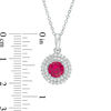 Thumbnail Image 3 of 6.5mm Lab-Created Ruby and White Sapphire Double Frame Pendant and Ring Set in Sterling Silver - Size 7