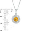 Thumbnail Image 3 of 6.5mm Citrine and Lab-Created White Sapphire Double Frame Pendant and Ring Set in Sterling Silver - Size 7