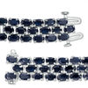 Thumbnail Image 3 of Oval Blue Sapphire Triple Row Bracelet in Sterling Silver - 7.5&quot;