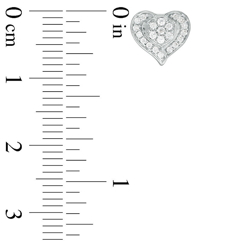 Main Image 3 of Lab-Created White Sapphire Heart Pendant and Stud Earrings Set in Sterling Silver