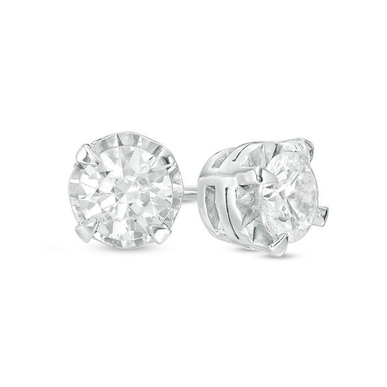 1 CT. T.W. Diamond Illusion Solitaire Stud Earrings in 10K White