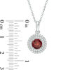 Thumbnail Image 2 of 6.5mm Garnet and Lab-Created White Sapphire Double Frame Pendant and Ring Set in Sterling Silver - Size 7