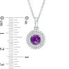 Thumbnail Image 3 of 6.5mm Amethyst and Lab-Created White Sapphire Double Frame Pendant and Ring Set in Sterling Silver - Size 7