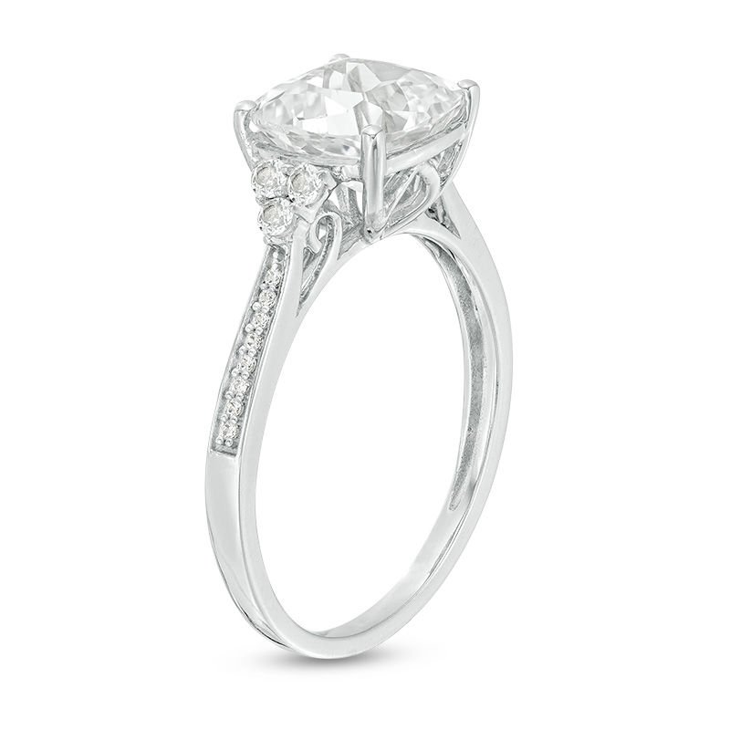cushion cut halo engagement rings side view