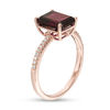 Thumbnail Image 1 of EFFY™ Collection Octagon Rhodolite Garnet and 1/15 CT. T.W. Diamond Ring in 14K Rose Gold