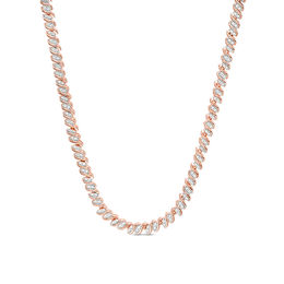 2 CT. T.W. Diamond Two-Stone &quot;S&quot; Curve Tennis Necklace in Sterling Silver with Rose Rhodium - 17&quot;