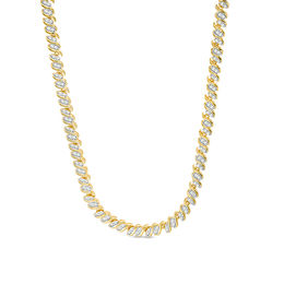 2 CT. T.W. Diamond Two-Stone &quot;S&quot; Curve Tennis Necklace in Sterling Silver with Yellow Rhodium - 17&quot;