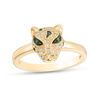 Thumbnail Image 1 of EFFY™ Collection Tsavorite and 1/4 CT. T.W. Diamond Panther Head Ring in 14K Gold