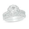 Thumbnail Image 1 of 7.0mm Lab-Created White Sapphire Frame Cascading Bridal Set in Sterling Silver