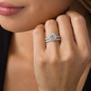 Thumbnail Image 2 of 7.0mm Lab-Created White Sapphire Frame Cascading Bridal Set in Sterling Silver