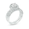 Thumbnail Image 3 of 7.0mm Lab-Created White Sapphire Frame Cascading Bridal Set in Sterling Silver