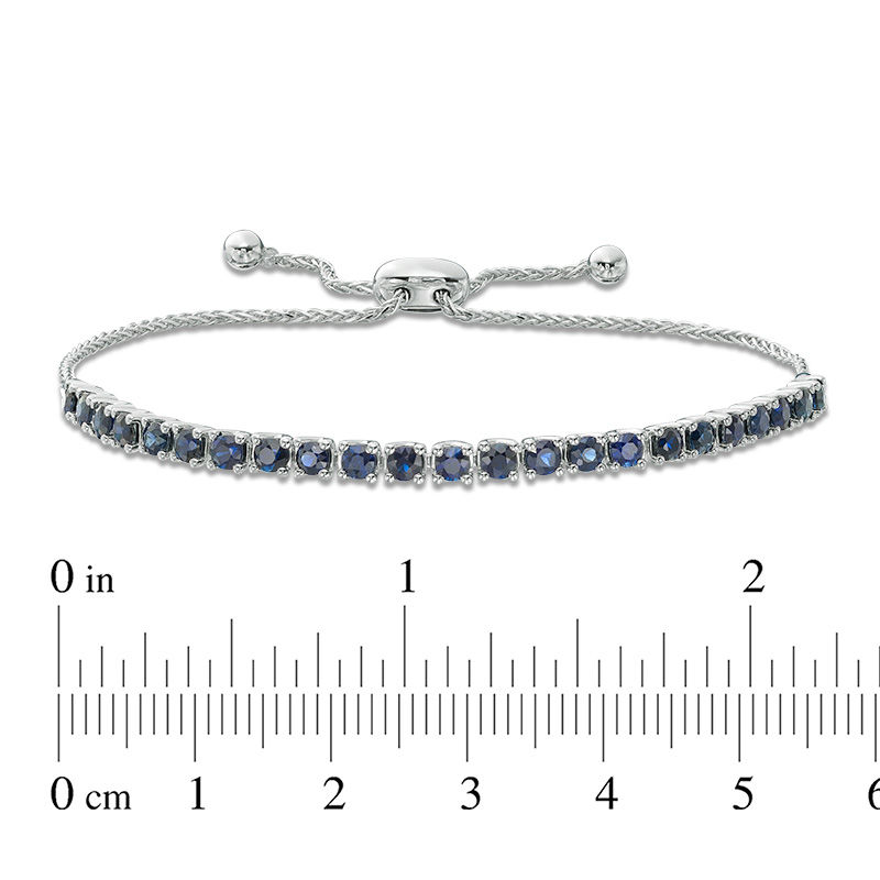 Main Image 2 of EFFY™ Collection Blue Sapphire Line Bolo Bracelet in 14K White Gold - 9&quot;