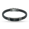 Thumbnail Image 1 of EFFY™ Collection Men's Rectangle Onyx Rope Accent Black Leather Bracelet in Sterling Silver