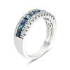 Thumbnail Image 2 of EFFY™ Collection Princess-Cut Blue Sapphire and 1/8 CT. T.W. Diamond Triple Row Ring in 14K White Gold