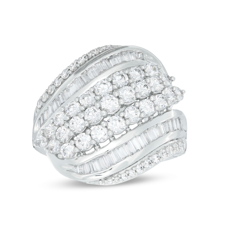 Main Image 1 of 2 CT. T.W. Diamond Wave Multi-Row Ring in 10K White Gold