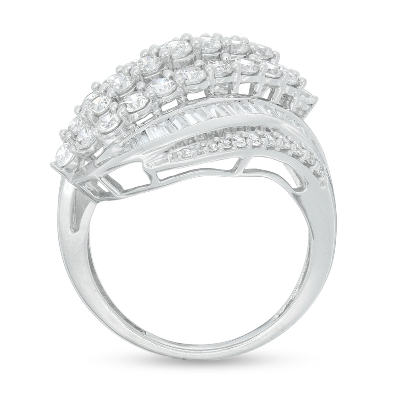 Main Image 2 of 2 CT. T.W. Diamond Wave Multi-Row Ring in 10K White Gold