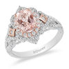 Thumbnail Image 1 of Enchanted Disney Aurora Oval Morganite and 3/4 CT. T.W. Diamond Scallop Frame Engagement Ring in 14K Two-Tone Gold