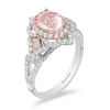 Thumbnail Image 2 of Enchanted Disney Aurora Oval Morganite and 3/4 CT. T.W. Diamond Scallop Frame Engagement Ring in 14K Two-Tone Gold