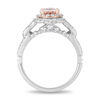 Thumbnail Image 3 of Enchanted Disney Aurora Oval Morganite and 3/4 CT. T.W. Diamond Scallop Frame Engagement Ring in 14K Two-Tone Gold