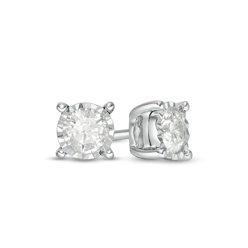 Main Image 1 of 1/3 CT. T.W. Diamond Solitaire Stud Earrings in Sterling Silver