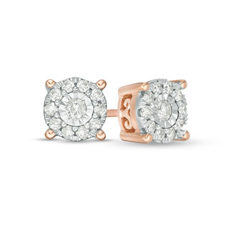 1 4 Ct T W Diamond Frame Stud Earrings In 10k Rose Gold