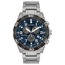 Men's Citizen Eco-Drive® Brycen Chronograph Super Titanium™ Watch with Blue Dial (Model: BL5558-58L)