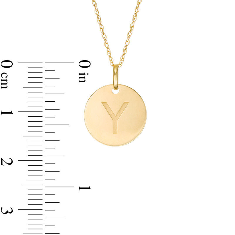Small Disc Uppercase "Y" Pendant in 10K Gold