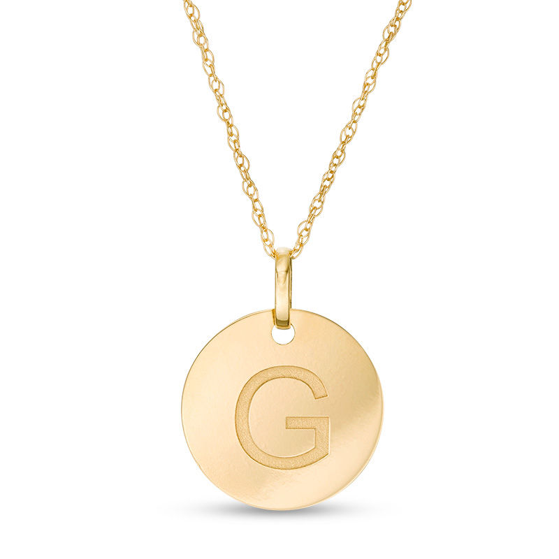 Main Image 1 of Small Disc Uppercase &quot;G&quot; Pendant in 10K Gold