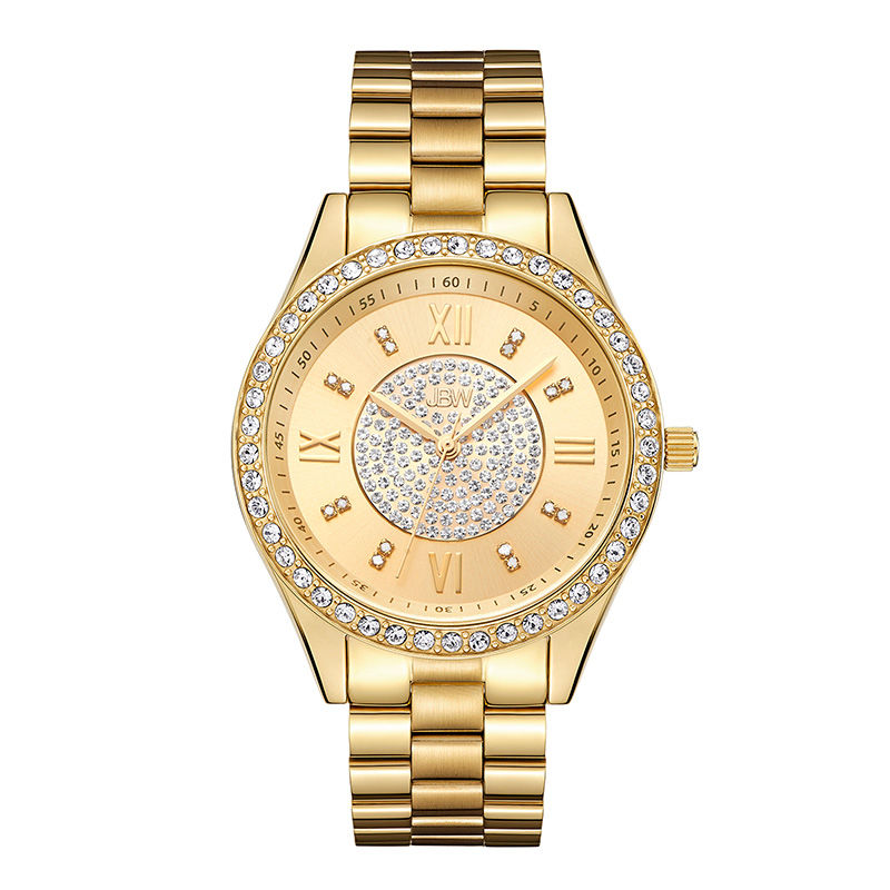 Main Image 1 of Ladies' JBW Mondrian 1/6 CT. T.W. Diamond and Crystal Accent 18K Gold Plate Watch with Gold-Tone Dial (Model: J6303B)