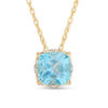 Thumbnail Image 1 of 6.0mm Cushion-Cut Swiss Blue Topaz and Diamond Accent Filigree Vintage-Style Pendant in 10K Gold