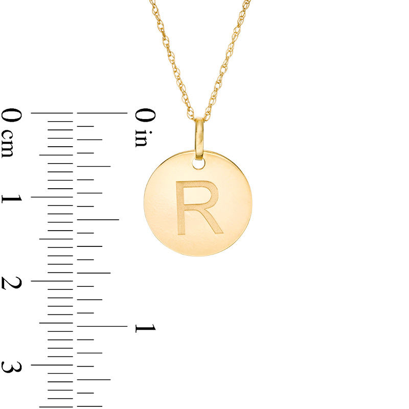 Small Disc Uppercase "R" Pendant in 10K Gold