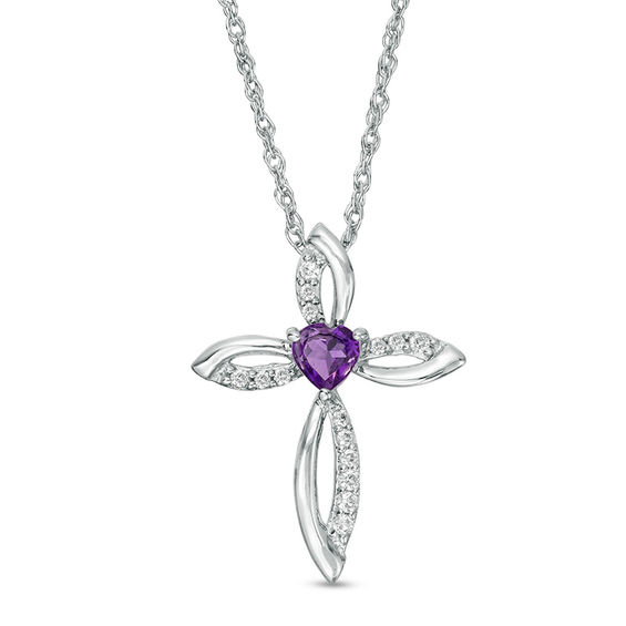 purple diamond cross necklace