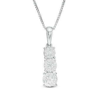 1/4 CT. T.W. Baguette-Cut and Round Diamond Sunflower Drop Pendant